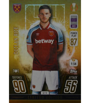 Topps Match Attax Champions League 2021/2022 GOLD Limited Edition Declan Rice (West Ham United)